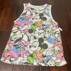 Mickey & Minnie AOP Tank Top Juniors Size Large White Disney Minnie